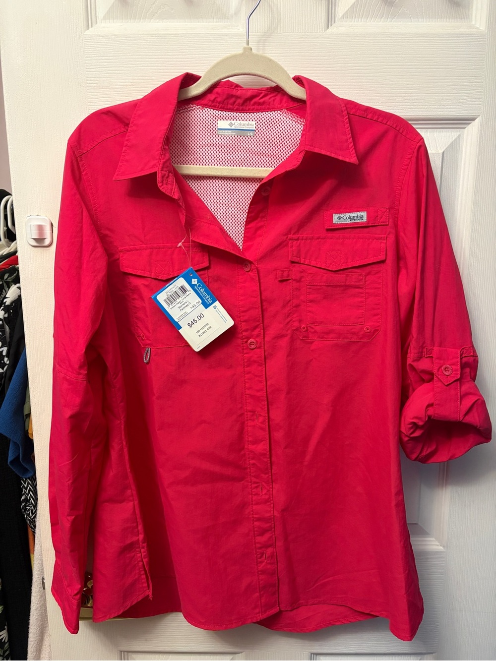 Columbia Hot Pink Long-Sleeve Outdoor Shirt